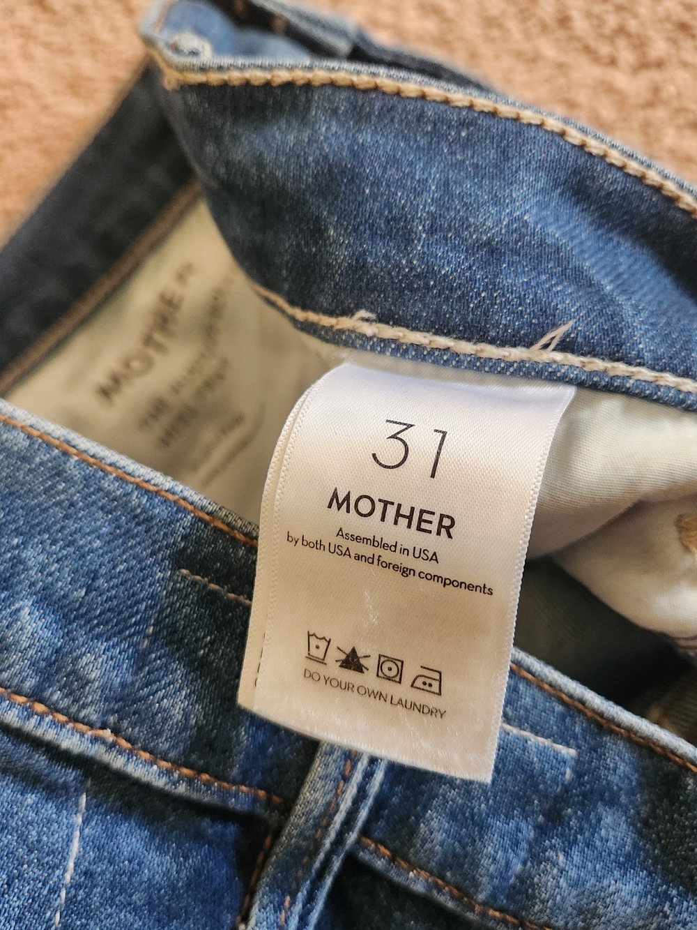 Mother Denim Hustler Roller Heel Fray Size Perfect Drug Medium Wash Wide Leg 31 - Picture 8 of 8